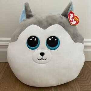TY Rare Slush Husky Dog Plush Large size stuffed animal toy Pillow
